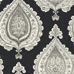 Seamless Pattern - Elegant damask pattern in black and silver