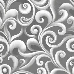 Seamless Pattern - Elegant swirling gray and white pattern