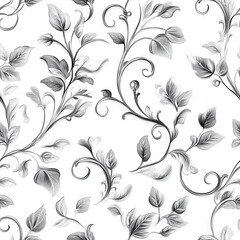 Seamless Pattern - Elegant grayscale floral pattern, perfect for design projects.