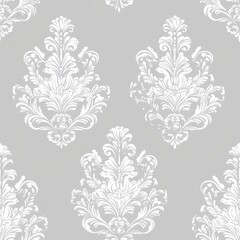 Seamless Pattern - Elegant Damask Pattern, Gray and White