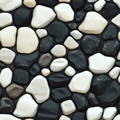 Seamless Pattern - Abstract seamless pattern of smooth stones in black and white.