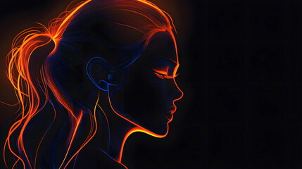 Line female profile illustration