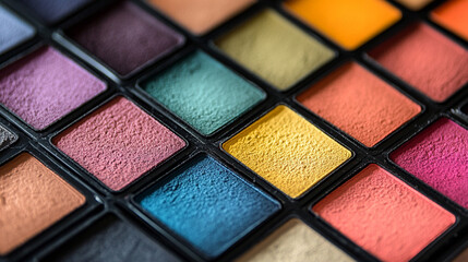 Vibrant color palette arranged in a grid showcasing diverse shades and textures