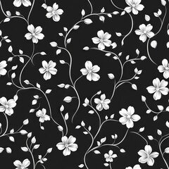 Seamless Pattern - Elegant black and white floral pattern