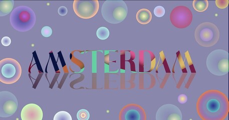 Amsterdam name. Amsterdam graffiti. Amsterdam typography.  Amsterdam graphic bold name. World's famous countries and cities' names illustration. Graphic vector design in jpg format. 
