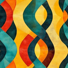 Fototapeta premium Seamless Pattern - Abstract art with flowing curves and warm colors.