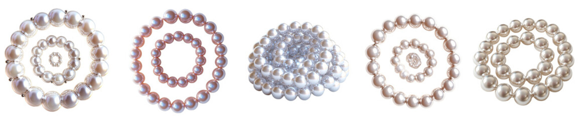 Obraz premium Elegant decorative pearl arrangements showcasing unique circular designs