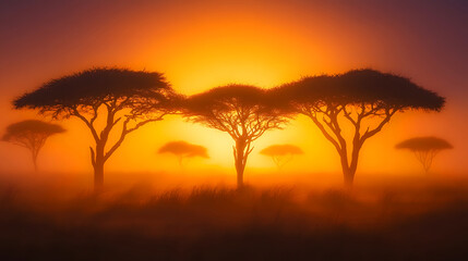 Obraz premium African sunset silhouette