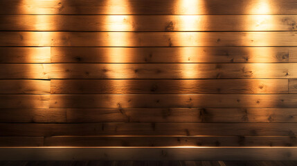Obraz premium Wooden wall under warm light