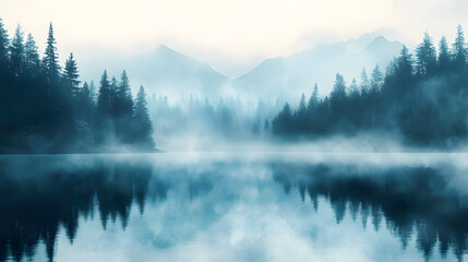 Fototapeta premium Misty mountain lake