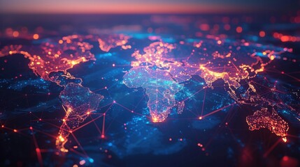 Global business landscape with diverse professionals analyzing data and exchanging insights, focusing on customer connections and HR recruitment