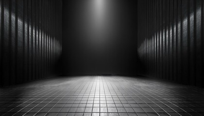 3d rendering of black abstract geometric modern dark room background scene for advertising design showroom technology future modern sport game spaceship warehouse garage sci fi illustration