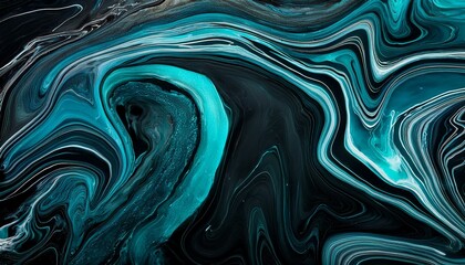 Fototapeta premium abstract 4k wallpaper liquid fluid black dark marble obsidian with blue aqua teal ripples modern clean backdrop textures textured illustration with ripples