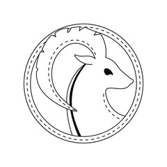 Zodiac horoscope. Capricorn astrological icon symbol. Stylized star sign esoteric. Simple line vector illustration.