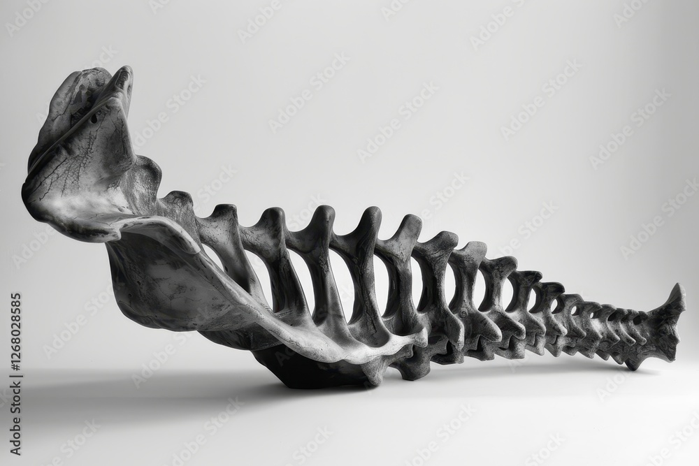 Poster unique wooden sculpture representing a series of stylized vertebrae in a sleek and modern design, di