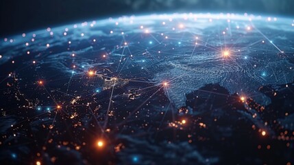 Global business landscape with diverse professionals analyzing data and exchanging insights, focusing on customer connections and HR recruitment