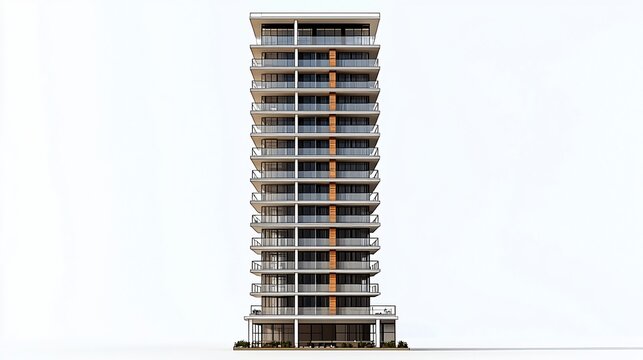 Modern highrise apartment building rendering