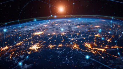 Global business landscape with diverse professionals analyzing data and exchanging insights, focusing on customer connections and HR recruitment