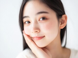 Beautiful Asian Woman with Clear Skin Posing