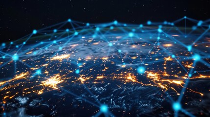 Global business landscape with diverse professionals analyzing data and exchanging insights, focusing on customer connections and HR recruitment