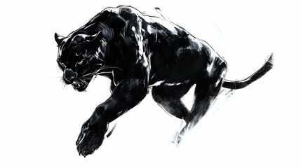 Black panther tattoo on a white background, showcasing bold, artistic design