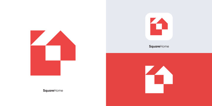 House red square Logo design. Letter L  Logo design with icon home concept template for property real Estate company. Simple modern Logo Illustration with House Icon, logotype sign easy to remember.