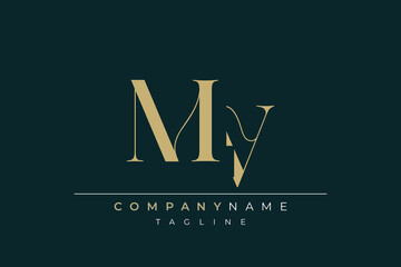 Elegant Monogram with Sophisticated Typography Design Featuring MV with Sophisticated Typography