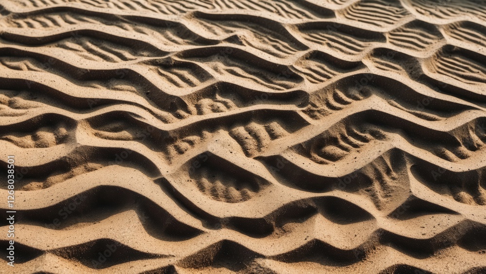 Poster Sand Texture Background with Wavy Patterns and Space for Text Overlay in a Natural Setting