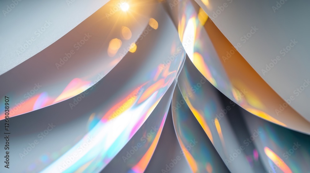 Poster Abstract paper layers catch light reflections creating a soft blurred effect adding depth and elegance to the composition.