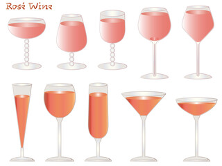 ワイン■ロゼ■グラスワインのイラストセット
