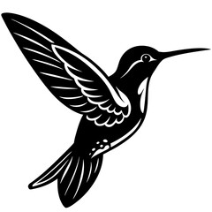 hummingbird black silhouette vector, Simple silhouette Design vector icon with white background. Wild Animal Vector. Bird Vector 