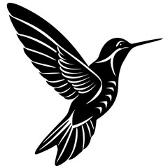 hummingbird black silhouette vector, Simple silhouette Design vector icon with white background. Wild Animal Vector. Bird Vector 