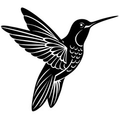 hummingbird black silhouette vector, Simple silhouette Design vector icon with white background. Wild Animal Vector. Bird Vector 