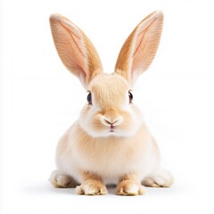 Fototapeta premium Adorable Fluffy Bunny Rabbit Close Up, Isolated on White Background, Cute Pet Animal Image