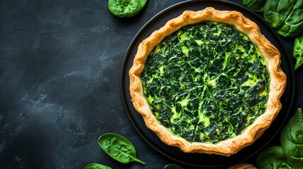 Delicious spinach quiche, a savory tart with a flaky crust and vibrant green filling. Perfect for a light meal or appetizer.