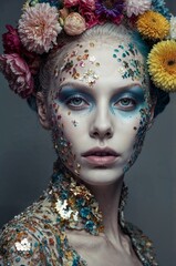 Ethereal Floral Goddess with Dark Elegance