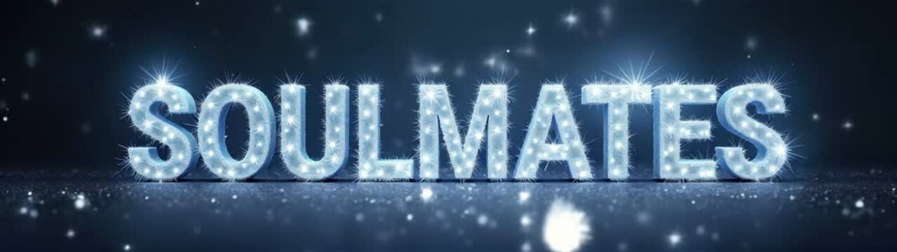 A close-up of a shiny text that reads "Soulmates," concept of deep connection and eternal love

