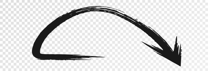 Arrows drawn with marker, carelessly drawn arrows in different directions. Set of curved arrows vector illustration png.