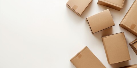Stacked cardboard boxes in a simple 3D mockup on a white background with isolated empty space. Ideal for branding, product presentation, and packaging design.