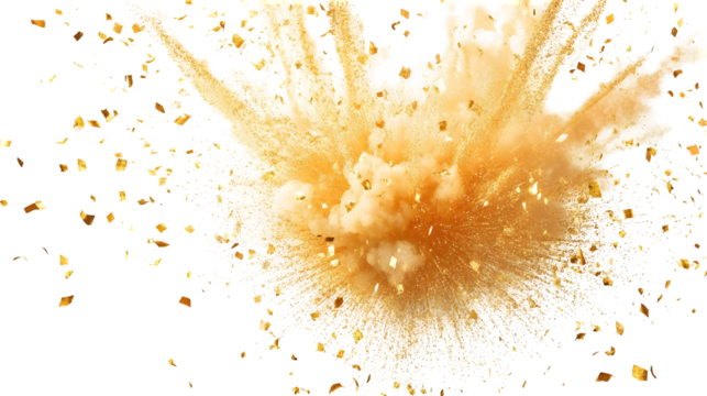 Festive fireworks explosion in golden colors
