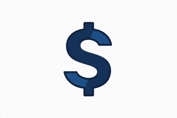 Obraz premium Dark navy blue dollar sign in bold minimalist design on white background