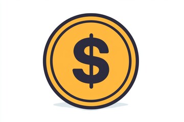 Obraz premium Simple coin with a dollar sign in a flat modern style