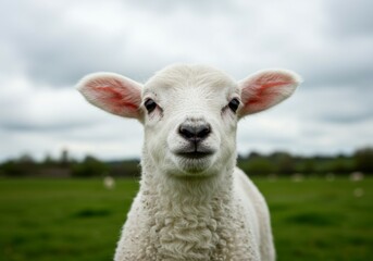 Obraz premium A newborn lamb nestled against its mother in a peaceful rural setting, embodying warmth and love.