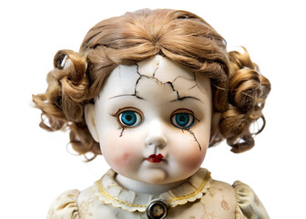 antique doll on white background