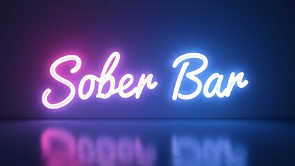 Obraz premium Unique neon signage for a sober bar in a modern urban setting at night