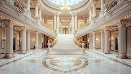 Obraz premium Grand Staircase in a Luxurious Palace: Opulent Interior Design