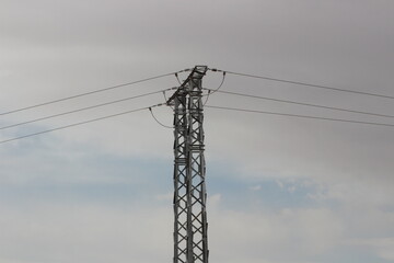 Electric pole with wires