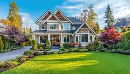 Luxury House Exterior in Autumn