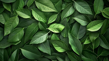 Vibrant Green Leaves Lush Nature Background Texture Organic Foliage Natural Greenery Botanical Pattern Fresh Spring Summer Design Element Eco Friendly