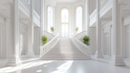 Fototapeta premium Grand White Staircase in a Luxurious Palace